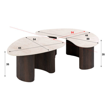 BelaLuz Moderne salontafel Sierra set van 2 Taj Mahal organisch