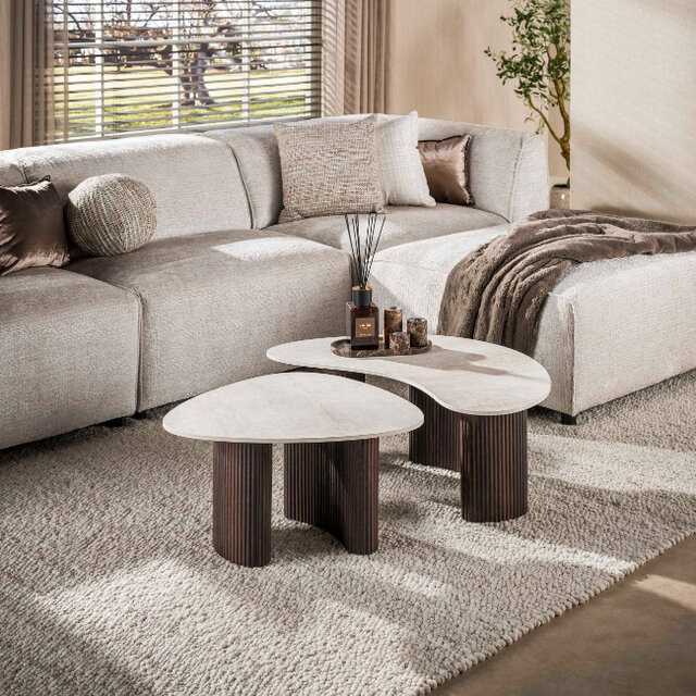 Salontafel Sierra set van 2 Taj Mahal organisch