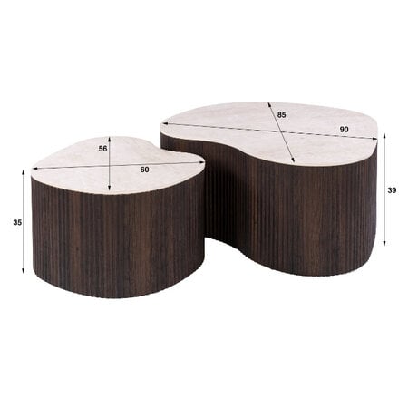 BelaLuz Moderne salontafel Sierra set van 2 Taj Mahal shamrock