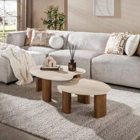 Salontafel Romano set van 2 travertin organisch