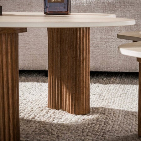 BelaLuz Modern Japandi salontafel Romano set van 2 travertin organisch