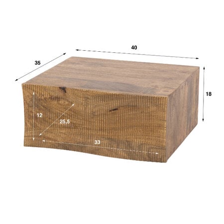 BelaLuz Landelijk design nachtkastje Tide zwevend 1-lade zandkleurig mangohout