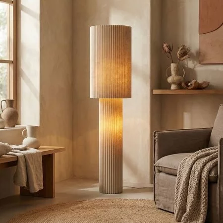 ETH Japandi vloerlamp Renate 2-lichts linnen 140 cm