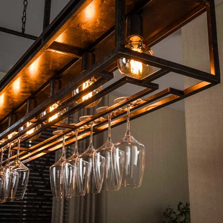 BelaLuz Modern industriële hanglamp Baro 6-lichts Urban brown