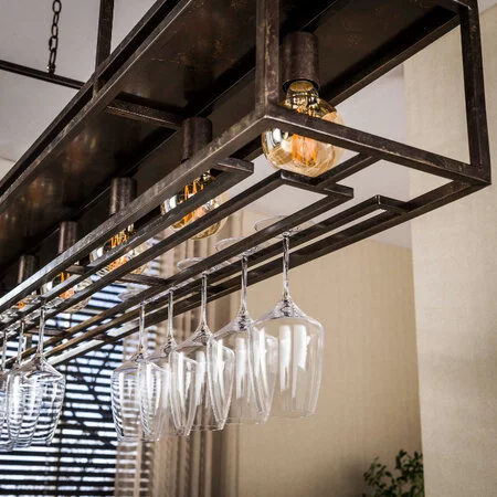 BelaLuz Modern industriële hanglamp Baro 6-lichts Urban brown