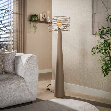 BelaLuz Modern industriële Vloerlamp Swirl 1-lichts Beige