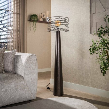 BelaLuz Modern industriële vloerlamp Swirl 1-lichts Urban brown