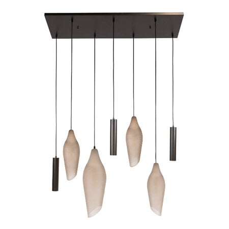 BelaLuz Modern industriële hanglamp Phantom 7-lichts Sienna brown-frosted