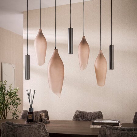 BelaLuz Modern industriële hanglamp Phantom 7-lichts Sienna brown-frosted
