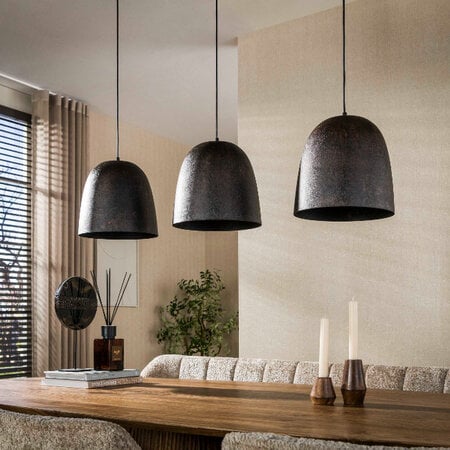 BelaLuz Industriële hanglamp Fume 3-lichts Smoked brown