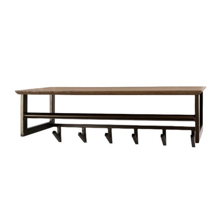 BelaLuz Modern industriële kapstok Peru 6 haken hoedenplank en roede Drift brown