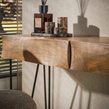 BelaLuz Design landelijke kaptafel Tide 2-lades Massief mango zand