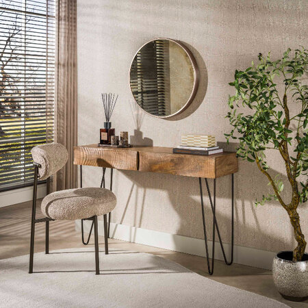 BelaLuz Design landelijke kaptafel Tide 2-lades Massief mango zand