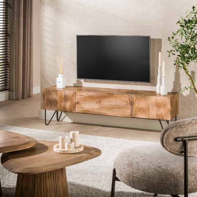 TV-meubel Tide Massief zandkleurig mangohout