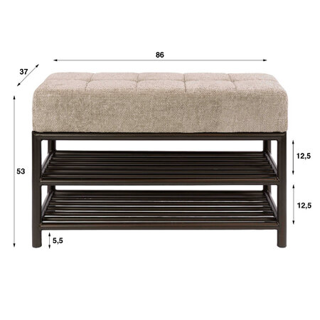 BelaLuz Modern hotel chique schoenenbank Lema 85 cm Drift brown