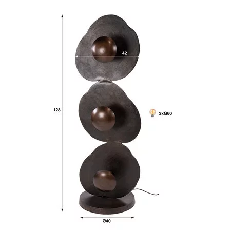 BelaLuz Industriële vloerlamp Earth 3-lichts bruin