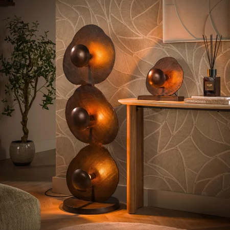 BelaLuz Industriële vloerlamp Earth 3-lichts bruin