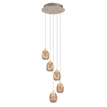 Highlight Moderne design hanglamp Champagne Egg 5-lichts getrapt
