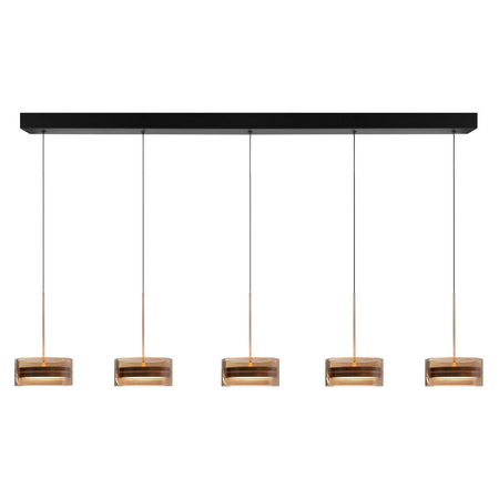 Highlight Moderne hanglamp Enzo 5-lichts op balk brons