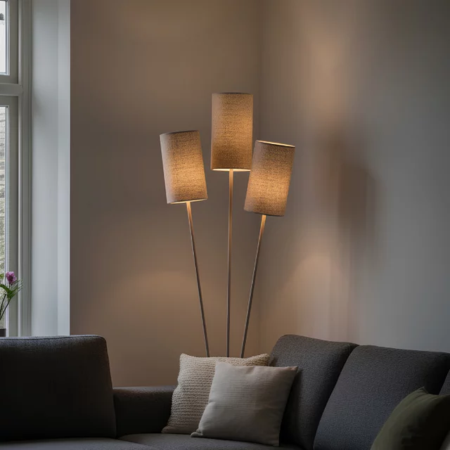 Vloerlamp Zizal 3-lichts zand