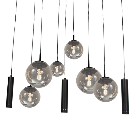 Steinhauer Moderne hanglamp Bollique 9-lichts ovaal smoke