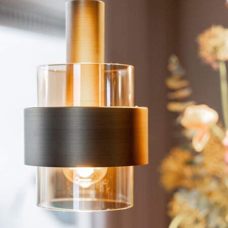 Highlight Modern Industrieel hanglamp Marrone 3-lichts getrapt brons