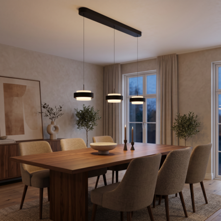 Freelight Moderne hanglamp Puleggia 3-lichts Balk zwart