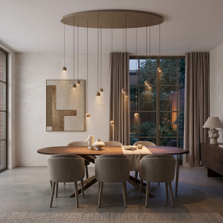 ETH Moderne design hanglamp Grace ovaal 13-lichts zand