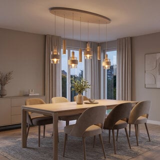 Hanglamp Marrone 7-lichts zand ovaal