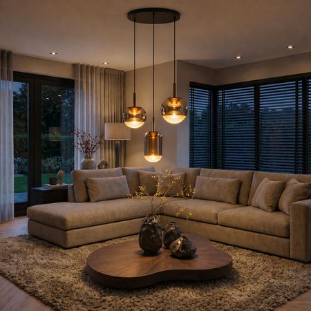 ETH Hotel chique design hanglamp Yvonne 3-lichts getrapt brons