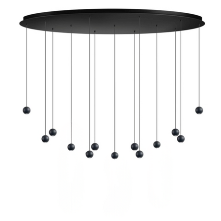 ETH Moderne Design hanglamp Grace 13-lichts ovaal zwart