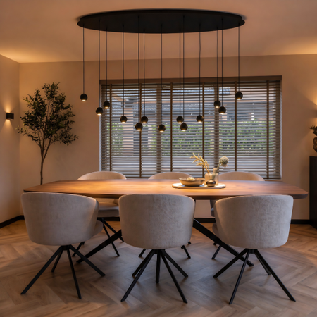 ETH Moderne Design hanglamp Grace 13-lichts ovaal zwart