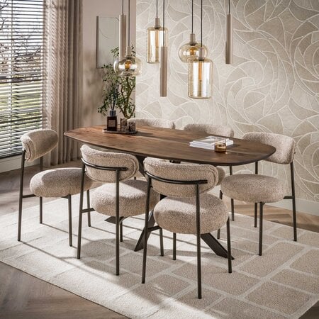 BelaLuz Modern landelijke eetkamertafel Arthur deens ovaal drift brown 180 cm