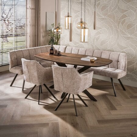 BelaLuz Modern landelijke eetkamertafel Arthur deens ovaal drift brown 180 cm