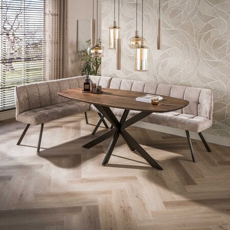 BelaLuz Modern landelijke eetkamertafel Arthur deens ovaal drift brown 180 cm