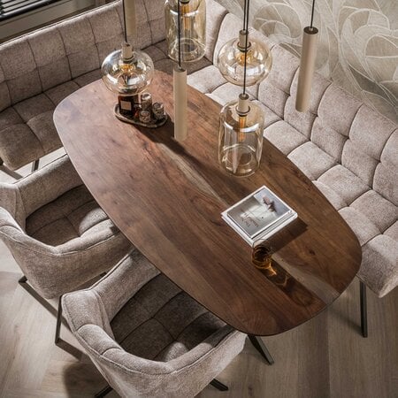 BelaLuz Modern landelijke eetkamertafel Arthur deens ovaal drift brown 180 cm