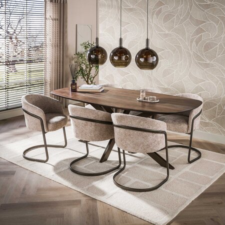 BelaLuz Modern landelijke eetkamertafel Arthur deens ovaal drift brown 215 cm
