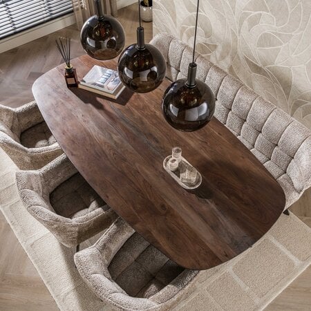 BelaLuz Modern landelijke eetkamertafel Arthur deens ovaal drift brown 215 cm