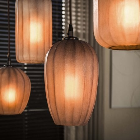 BelaLuz Retro hanglamp Ventura 5-lichts sienna brown frosted