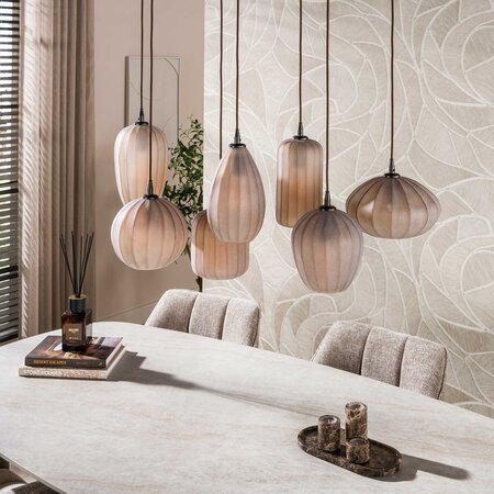 BelaLuz Retro hanglamp Ventura 7-lichts Sienna brown frosted