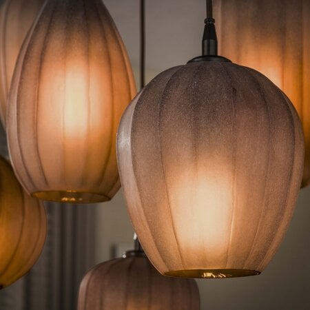BelaLuz Retro hanglamp Ventura 7-lichts Sienna brown frosted