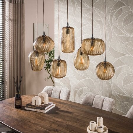 BelaLuz Moderne hanglamp Rondo 7-lichts smoke bruin glas