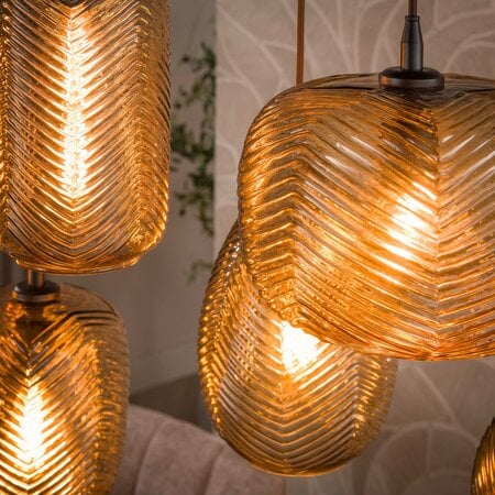 BelaLuz Moderne hanglamp Rondo 7-lichts smoke bruin glas