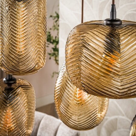 BelaLuz Moderne hanglamp Rondo 7-lichts smoke bruin glas