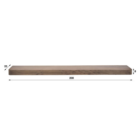 BelaLuz Modern landelijke wandplank Como Massief acacia bruin 200 cm