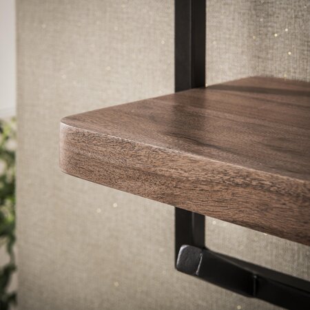 BelaLuz Modern industriële kapstok Como 6 haken Massief acacia bruin