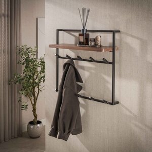BelaLuz Modern industriële kapstok Como 12 haken Massief acacia bruin