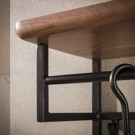 BelaLuz Modern industriële kapstok Rio 12 haken Massief acacia bruin