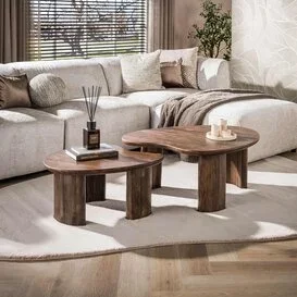 Salontafel Mae set van 2 Massief acacia bruin
