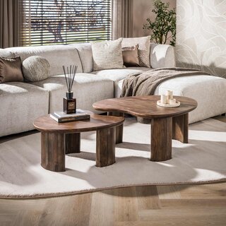 Salontafel Mae set van 2 Massief acacia bruin